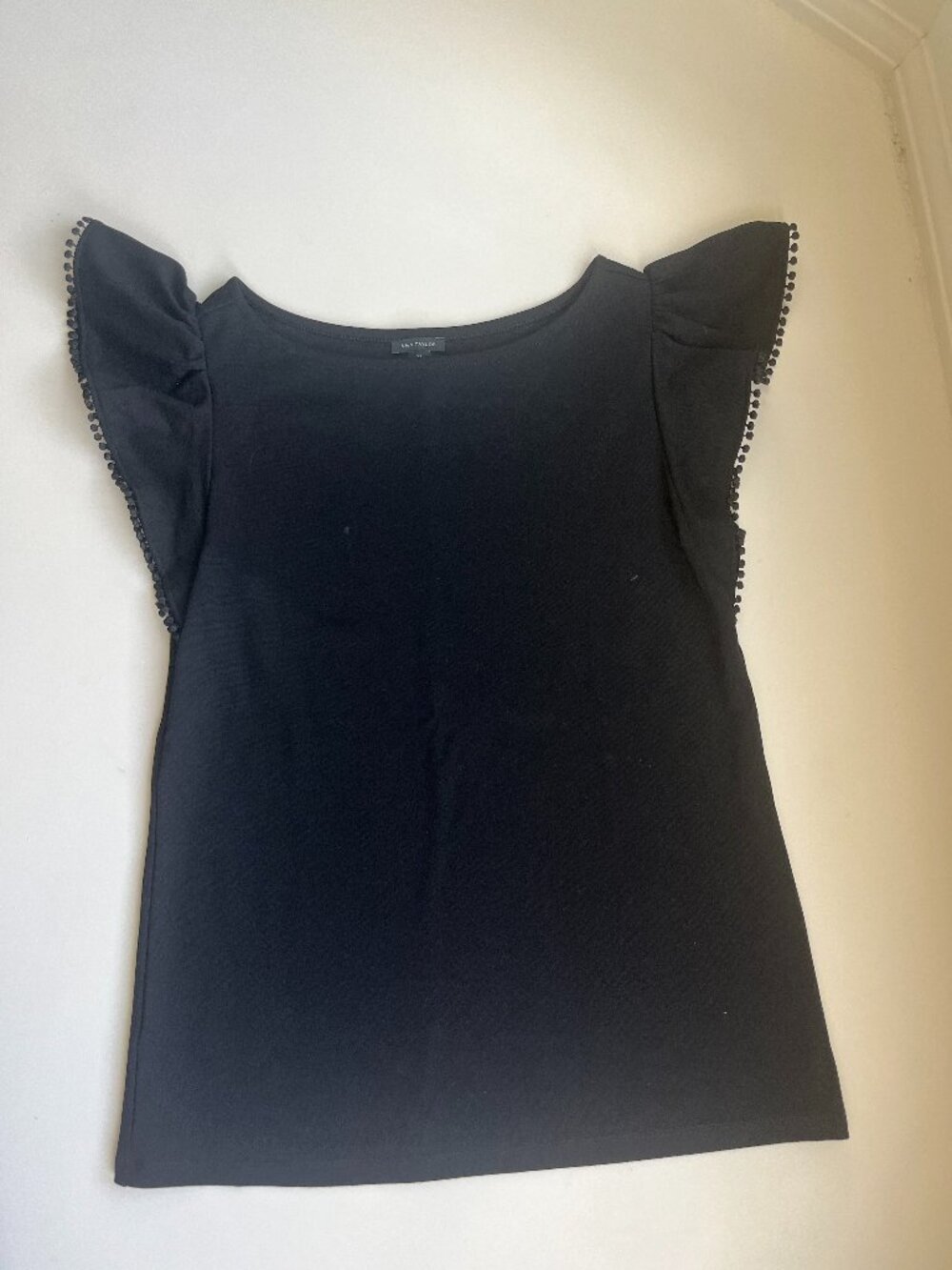 Ann Taylor Ball Fringe Flutter Sleeve Blouse Size XS